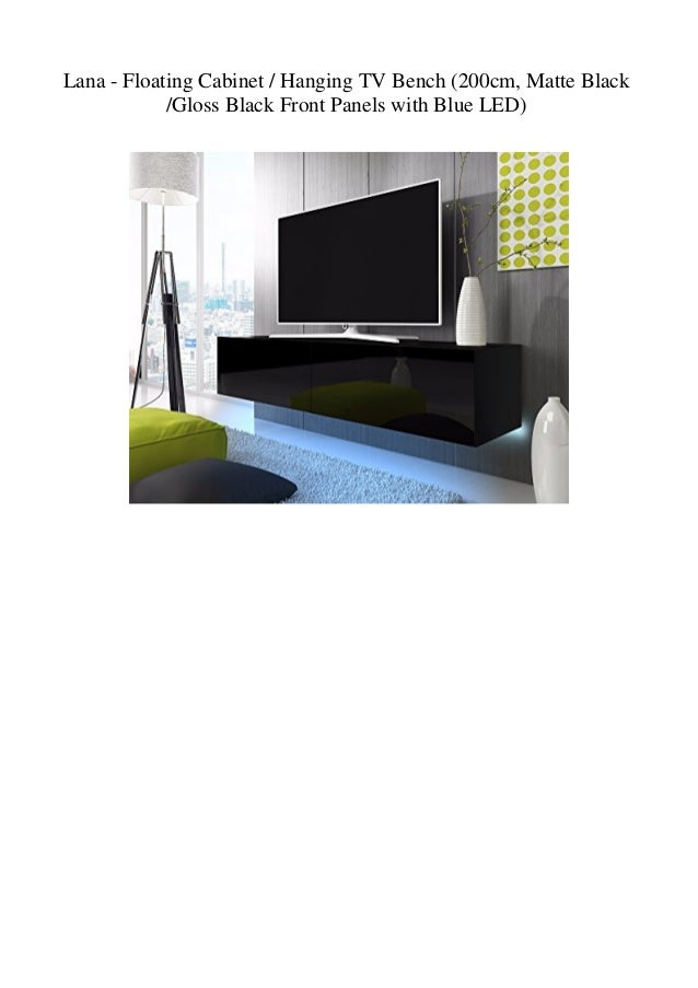 Lana Floating Cabinet Hanging Tv Bench 200cm Matte Black Gloss B
