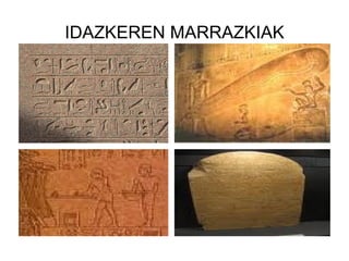 NEKAZARITZA  Nilo ibaiko ura aprobetxatzeko ubideak,ureztatzeko sistemak e-  ta dikeak eraiki zituzten.Gehien ekoizten zituzten produktuak zi-  ren:Garia,garagarra(garagardoa egin zuten),mahatsak(ardoa  egin zuten),linua eta pikuak. 