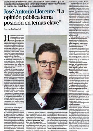 Entrevista a José Antonio Llorente en La Nación