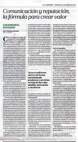 Columna de José Antonio Llorente en el diario La Nación