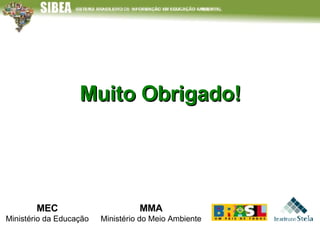 Muito Obrigado! MMA Ministério do Meio Ambiente MEC Ministério da Educação 