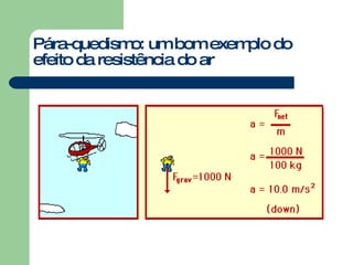 Pára-quedismo: um bom exemplo do efeito da resistência do ar 