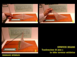 1 3 2 SUPERFICIES REGLADAS Transformaciones del plano a  las dobles curvaturas anticlásticas PARABOLOIDE HIPERBÓLICO 