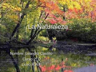 La Naturaleza



Nombre: Leandro Castillo
      Curso 2º D
      Liceo R.A.P
 