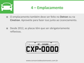 www.consorciodeautomoveis.com.br
Lance facilitado
Se você tiver um consórcio de
R$ 100 mil e usar 25% de lance
facilitado, receberá uma carta
de crédito de R$ 75 mil. Isso
também é válido para os lances
fixos.
Lance facilitado
Com o lance facilitado é possível solicitar até 25 % do valor do crédito do
consórcio como adiantamento para dar lances. O valor retirado pelo cotista
será abatido da carta de crédito e poderá ser usado em lance livre ou lance
fixo.
Crédito
disponível
Adiantamento
dado como
lance
 
