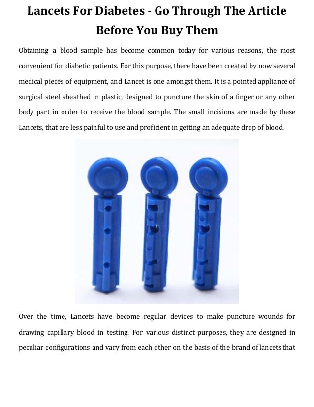 Lancets for diabetes go through the article before you buy them