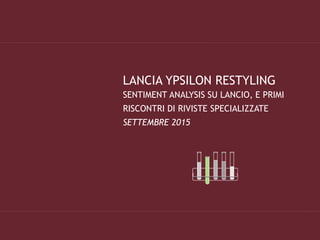 LANCIA YPSILON RESTYLING
SENTIMENT ANALYSIS SU LANCIO, E PRIMI
RISCONTRI DI RIVISTE SPECIALIZZATE
SETTEMBRE 2015
 