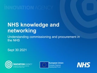 NHS knowledge and
networking
Understanding commissioning and procurement in
the NHS
Sept 30 2021
 