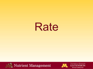 Nutrient Management
Rate
 