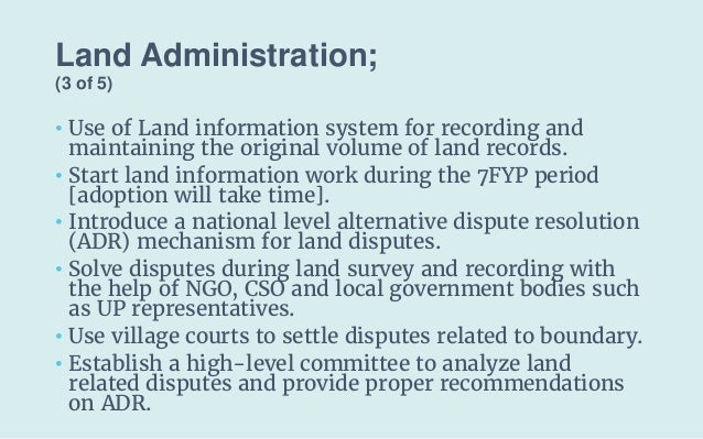 Land Administration;
(3 of 5)
• Use of Land information system for recording and
maintaining the original volume of land r...