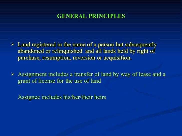 land assignment meaning