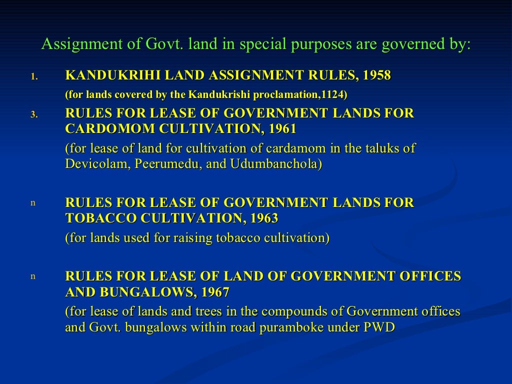 land assignment meaning