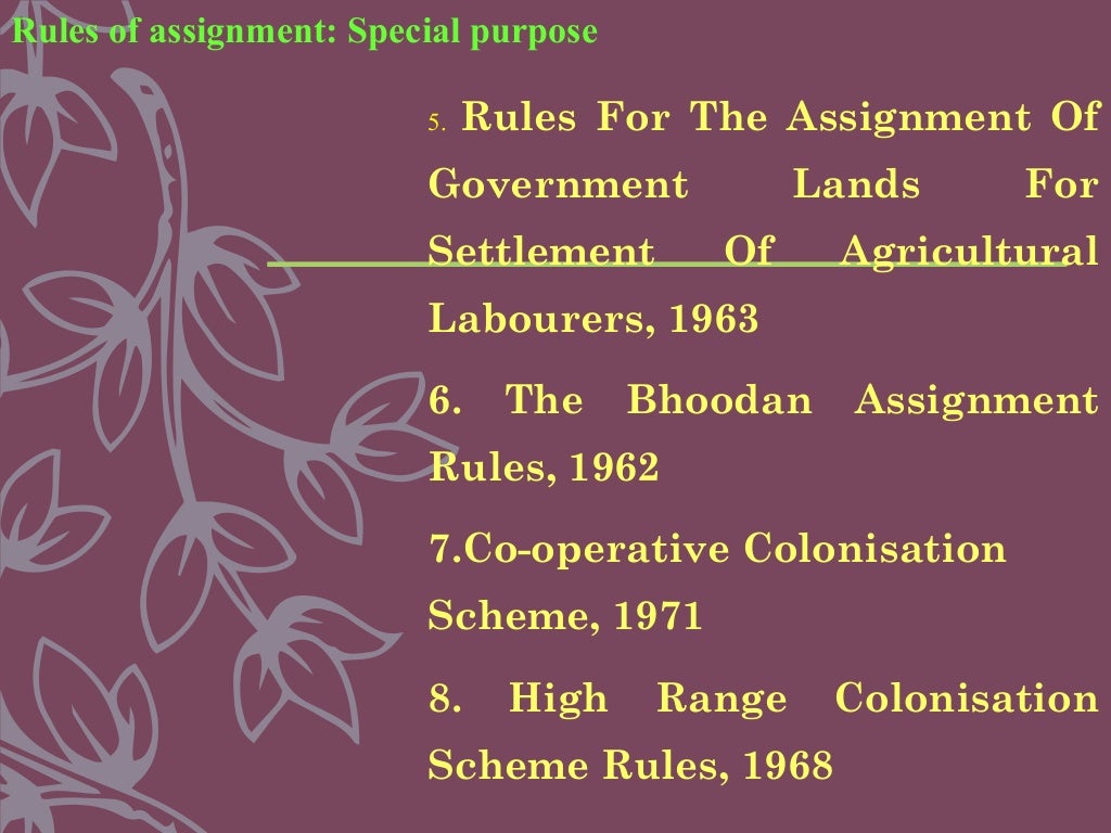 kerala land assignment special rules 1993