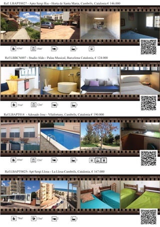 Ref: LBAPT0027 - Apto Sergi Riu - Horta de Santa Maria, Cambrils, Catalonia € 146.000
Ref:LBBCN007 - Studio Aldo - Palau Musical, Barcelona Catalonia, € 124.000
65m² 18m² 2 1
31m² 12m² 1 1
Ref:LBAPT014 - Adosado Jose - Vilafortuny, Cambrils, Catalonia € 190.000
Ref:LBAPT0025- Apt Sergi Llosa - La Llosa Cambrils, Catalonia, € 167.000
45m² 12m² 1 1
78m² 15m² 2 1
 