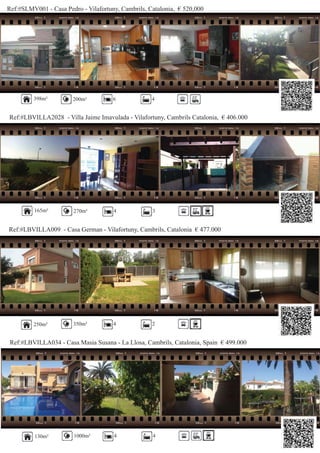 Ref:#SLMV001 - Casa Pedro - Vilafortuny, Cambrils, Catalonia, € 520,000
Ref:#LBVILLA2028 - Villa Jaime Imavulada - Vilafortuny, Cambrils Catalonia, € 406.000
398m² 200m² 6 4
165m² 270m² 4 3
250m²
Ref:#LBVILLA009 - Casa German - Vilafortuny, Cambrils, Catalonia € 477.000
350m² 4 2
Ref:#LBVILLA034 - Casa Masia Susana - La Llosa, Cambrils, Catalonia, Spain € 499.000
1000m² 4 4130m²
 