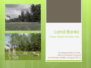 Land Banks
A New Option for New York




         for presentation to the
        Utica Common Council
by Pamela Jardieu (August 2011)
 