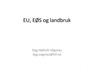 EU, EØS og landbruk

Dag Høiholt-Vågsnes
dag.vagsnes@hil.no

1

 