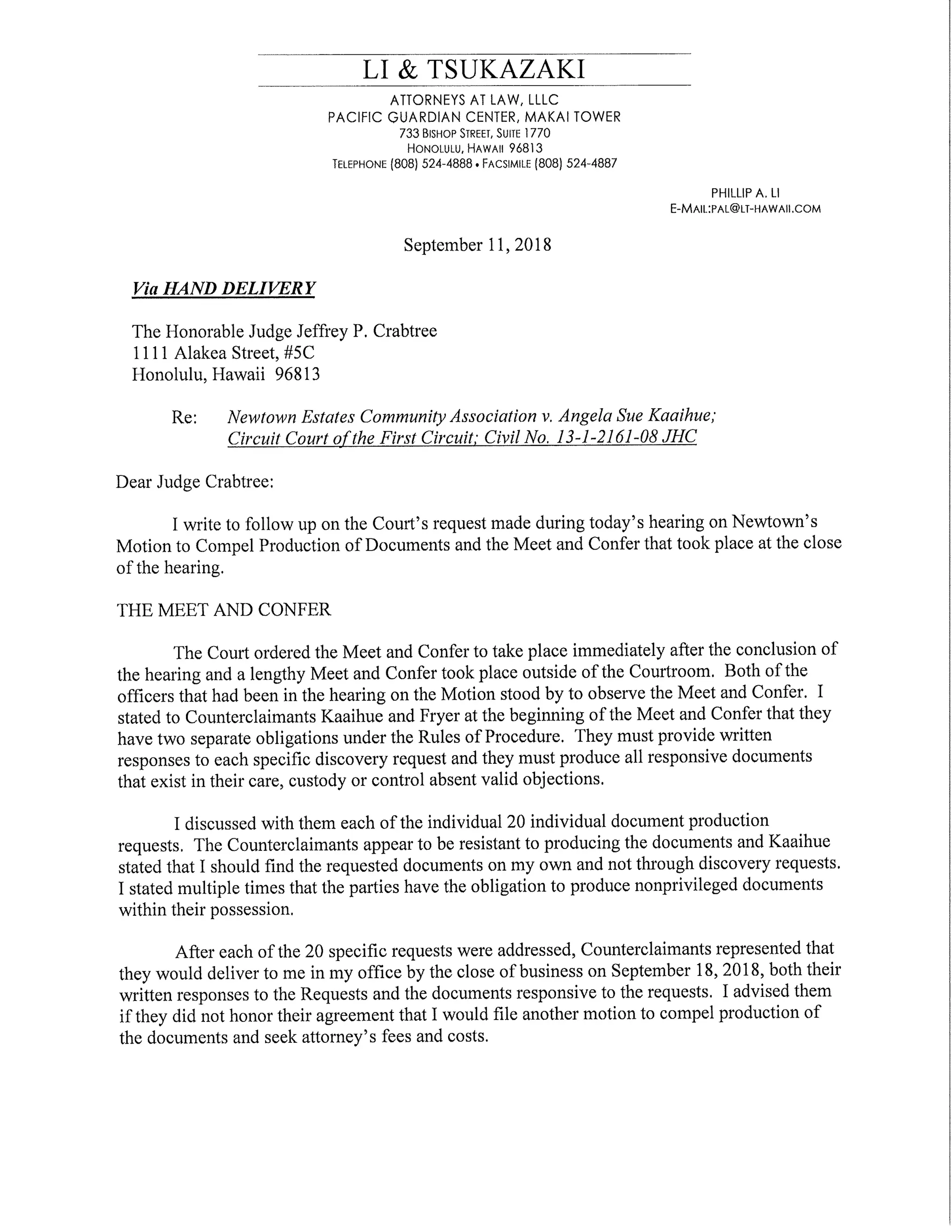HAWAII LAND COURT ANGELA KAAIHUE PHILLIP LI AND JUDGE CRABTREE AND