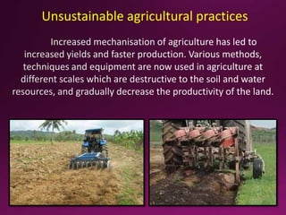 Unsustainable agricultural practices
 
