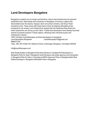 Land Developers Bangalore karnataka india | PDF