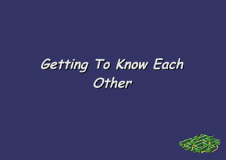 Getting To Know EachGetting To Know Each
OtherOther
 
