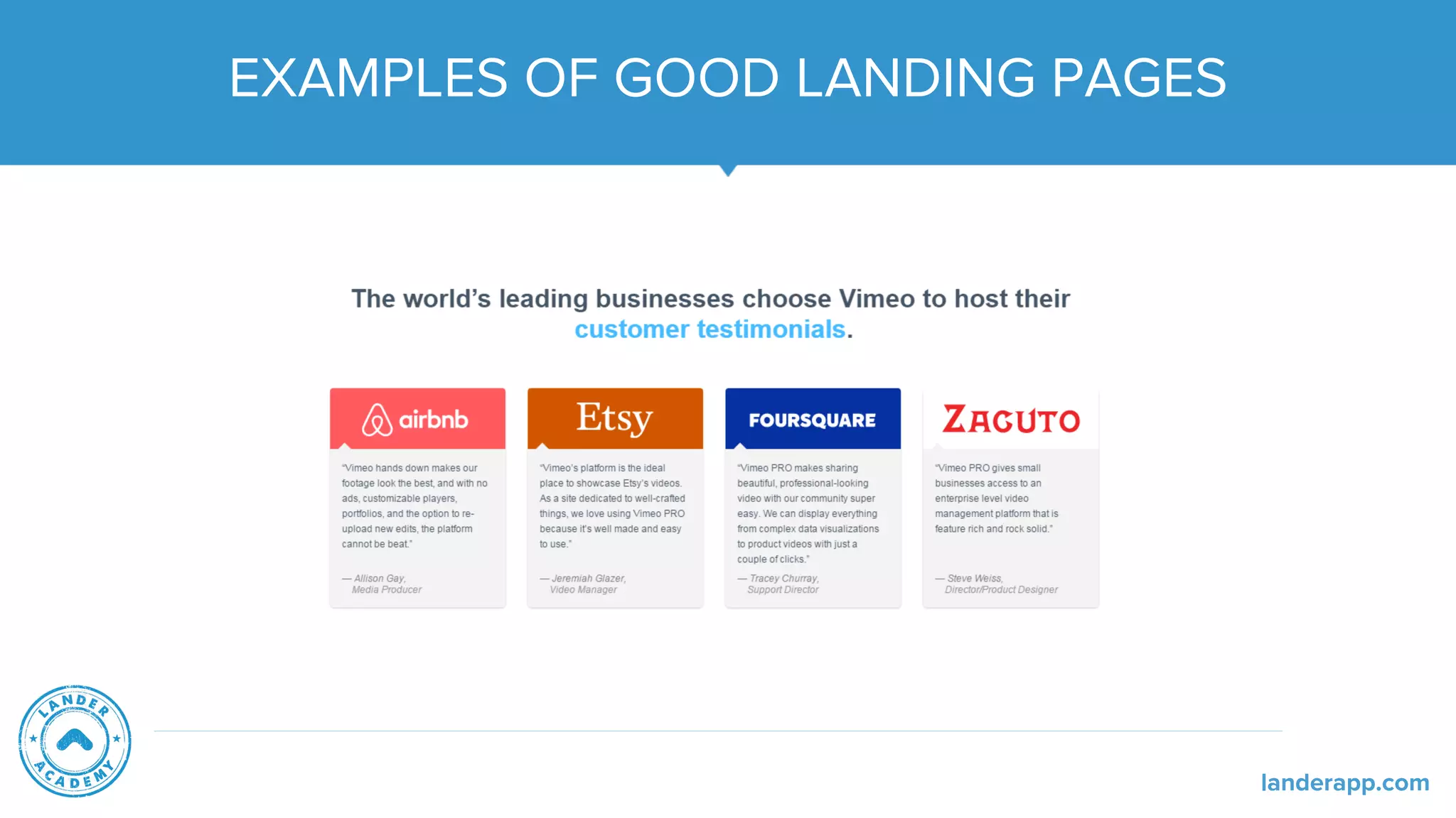 EXAMPLES OF GOOD LANDING PAGES
landerapp.com
 