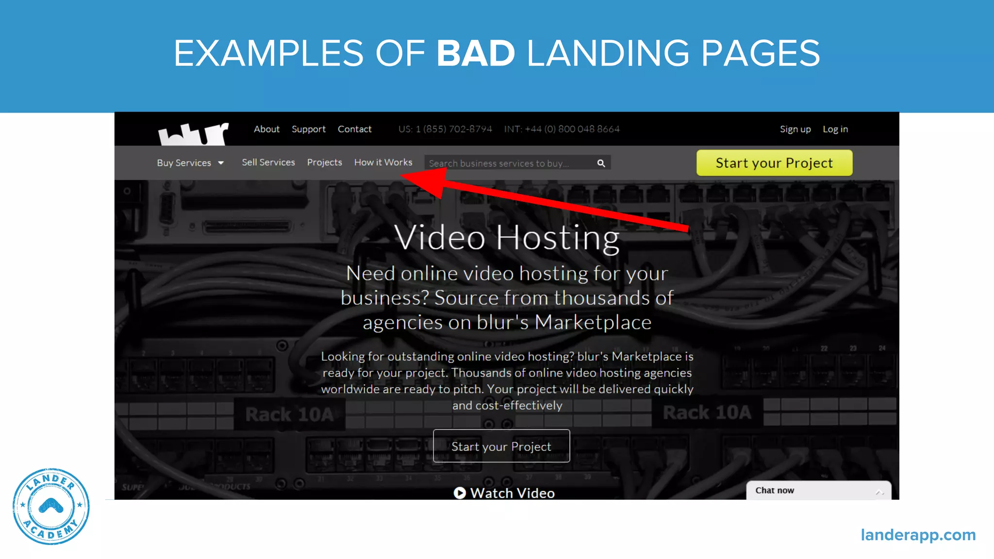 EXAMPLES OF BAD LANDING PAGES
landerapp.com
 