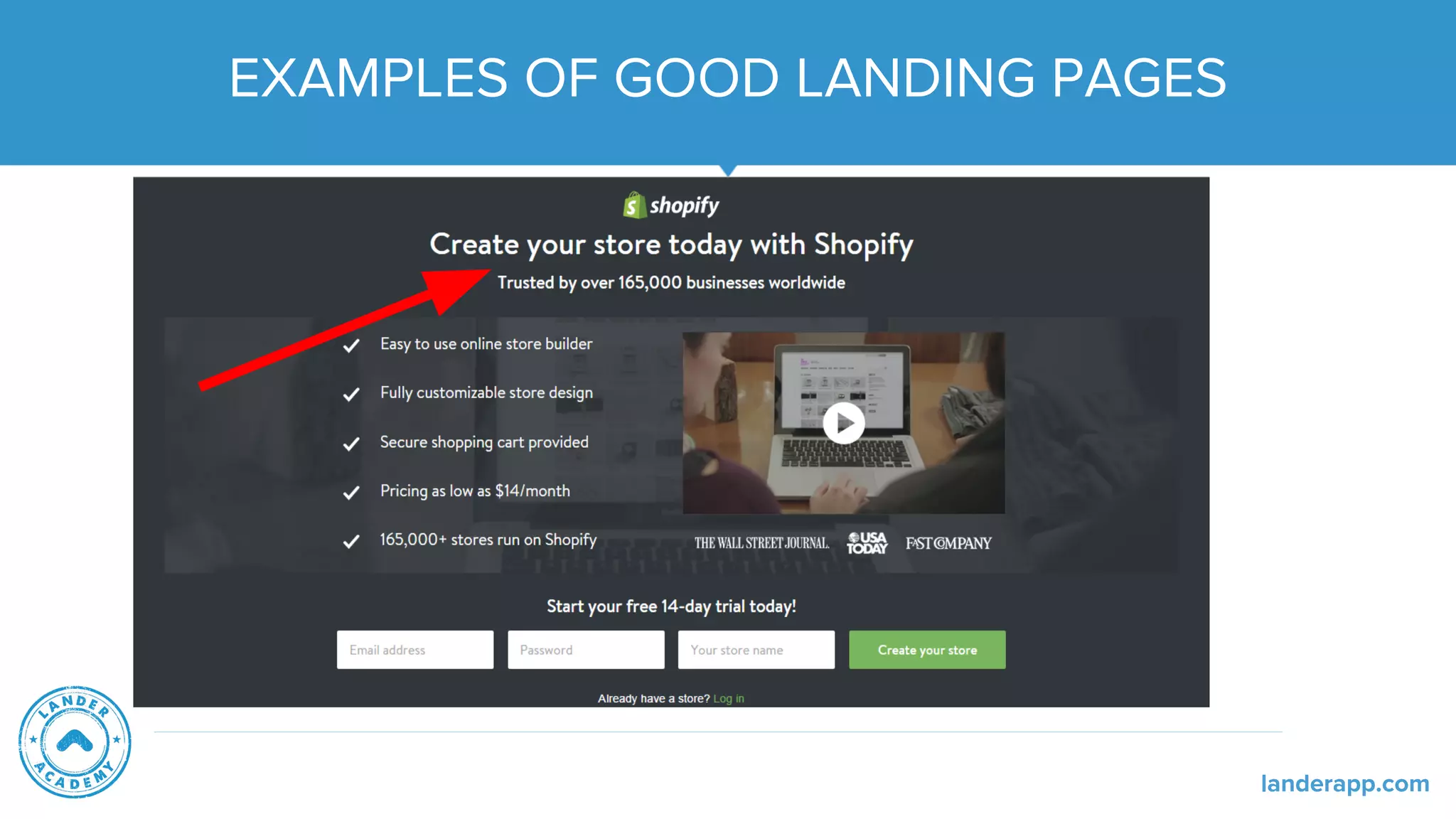 EXAMPLES OF GOOD LANDING PAGES
landerapp.com
 