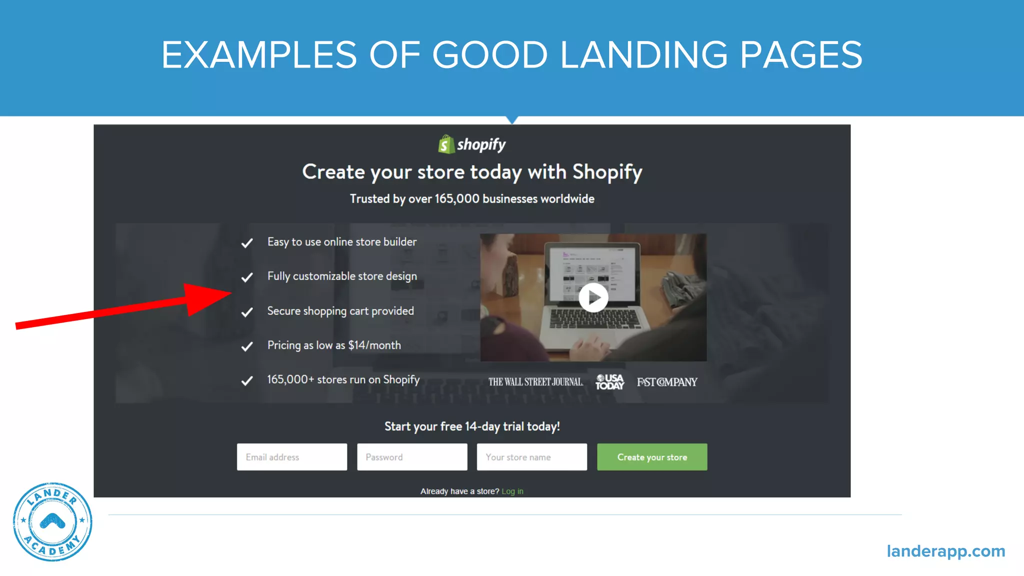 EXAMPLES OF GOOD LANDING PAGES
landerapp.com
 