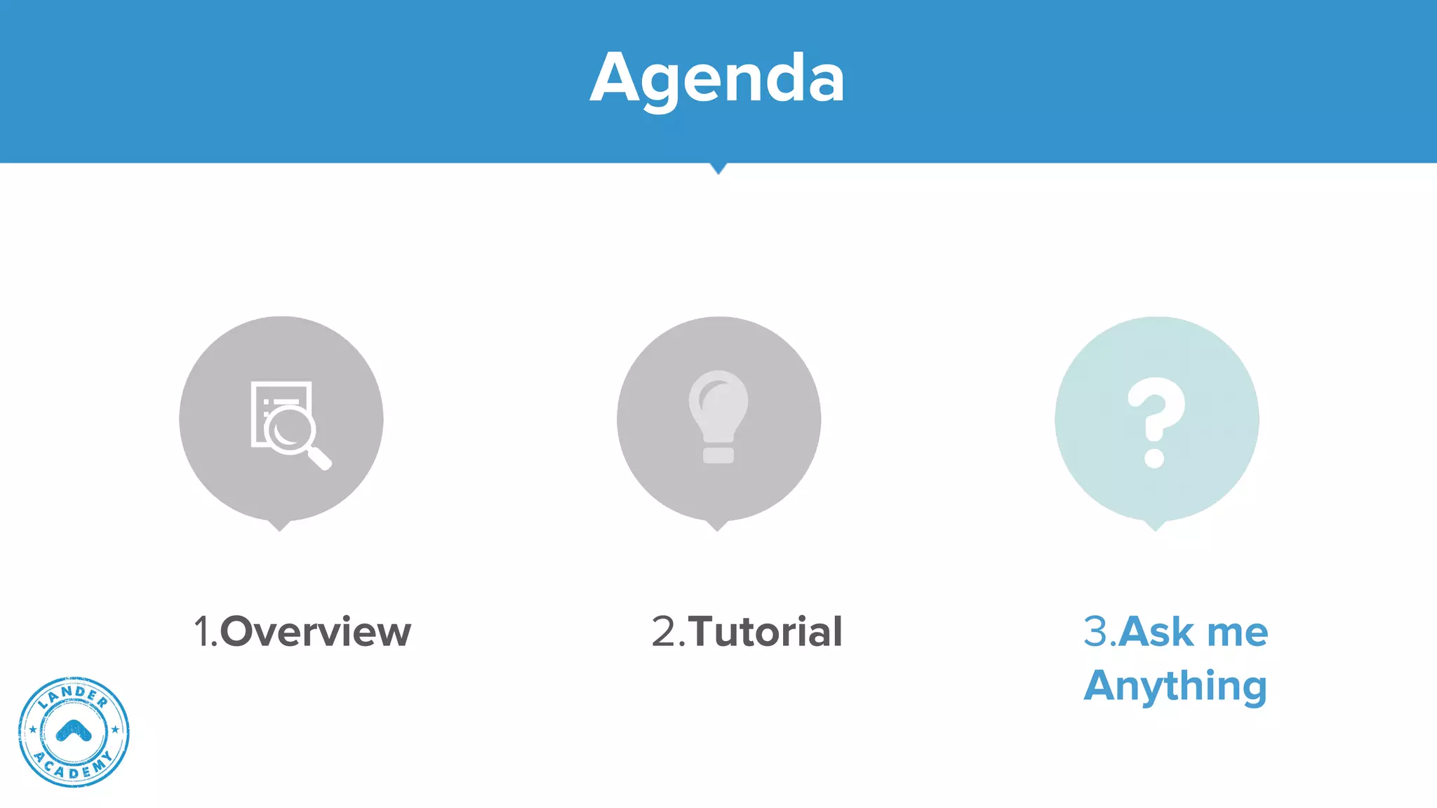 Agenda
1.Overview 2.Tutorial 3.Ask me
Anything
 
