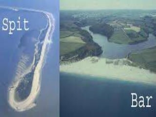 Land forms made by rivers, glaciers ,wind