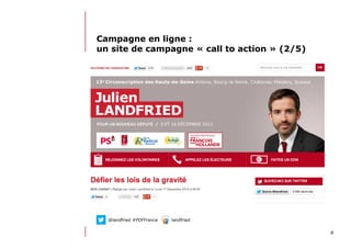 812/06/13 21:58
Campagne en ligne :
un site de campagne « call to action » (2/5)
@landfried #PDFFrance landfried
 