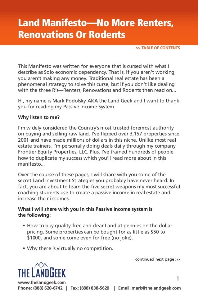 The Land Geek Passive System