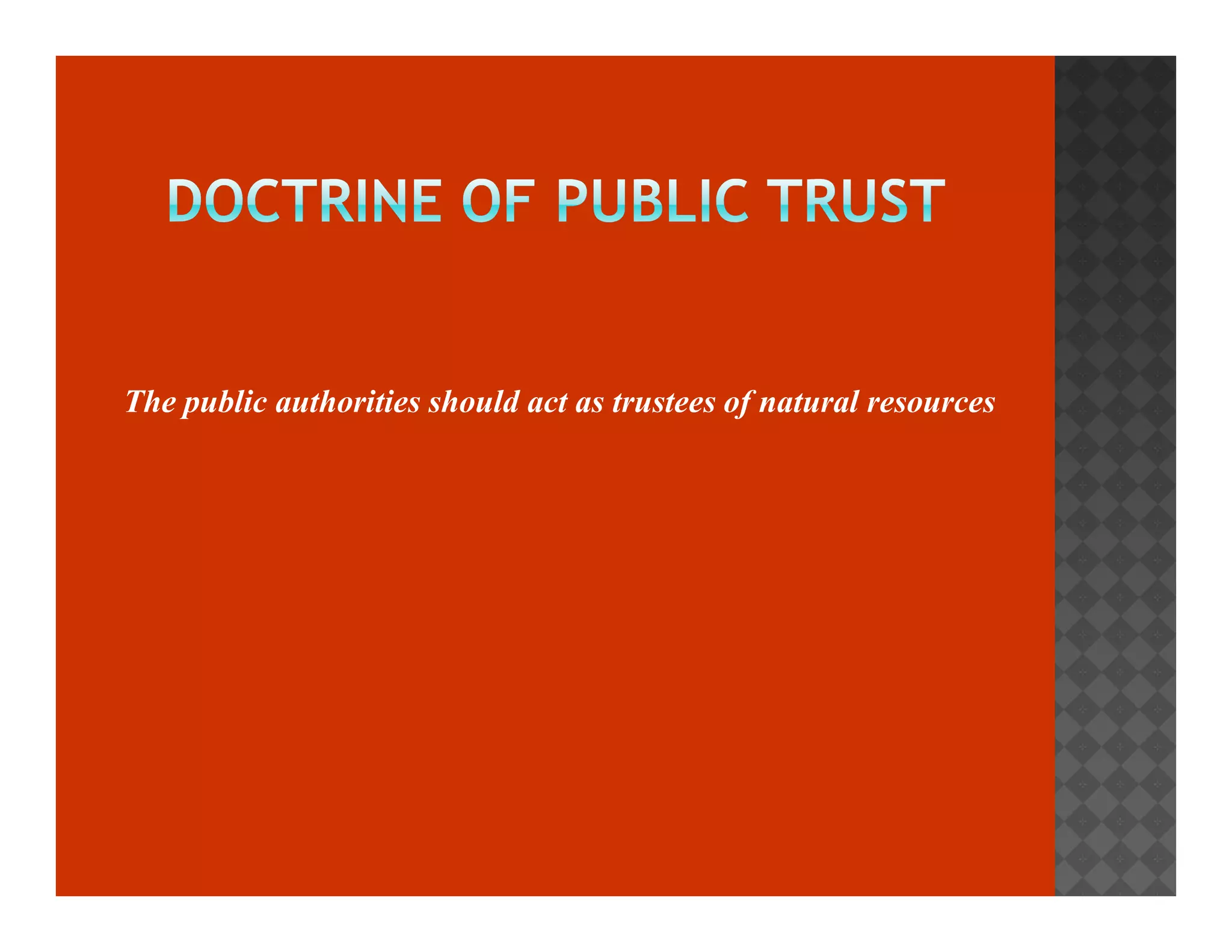 The public authorities should act as trustees of natural resources 
 