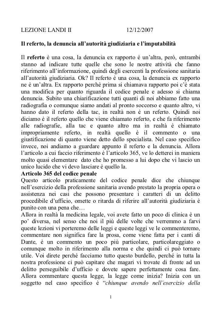 Il referto, la denuncia e l'imputabilità