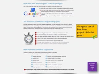 Very good use of
headlines,
graphics & bullet
points.
 