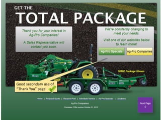 Good secondary use of
“Thank You” page
 