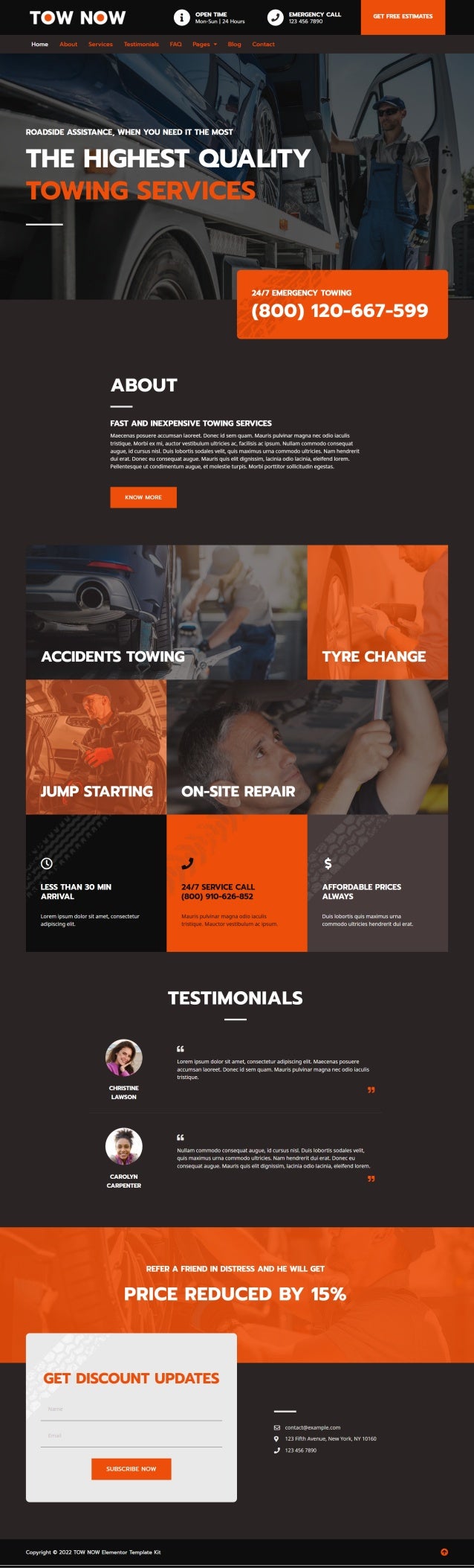 Towing Service Website Landing Page Design With Wordpress Elementor - ⭐ON SALE⭐