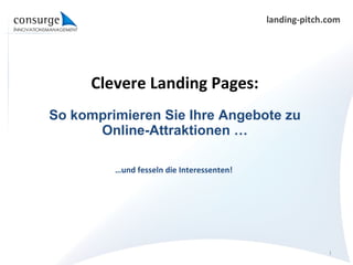 Clevere Landing Pages: So komprimieren Sie Ihre Angebote zu Online-Attraktionen … … und fesseln die Interessenten! 