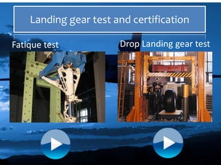 Landing gear test and certification
Fatique test Drop Landing gear test
 
