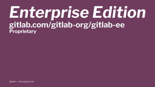 Enterprise Edition
gitlab.com/gitlab-org/gitlab-ee
Proprietary
@jobvo - about.gitlab.com
 