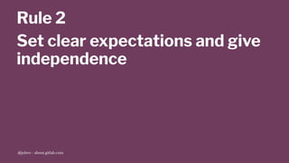 Rule 2
Set clear expectations and give
independence
@jobvo - about.gitlab.com
 