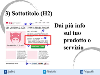 3) Sottotitolo (H2)
Dai più info
sul tuo
prodotto o
servizio
 
