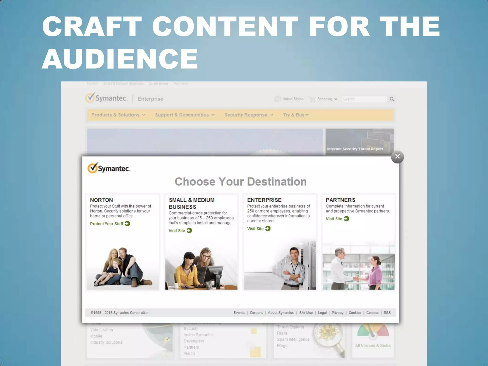 CRAFT CONTENT FOR THE
AUDIENCE
 