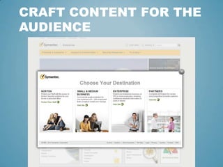 CRAFT CONTENT FOR THE
AUDIENCE
 