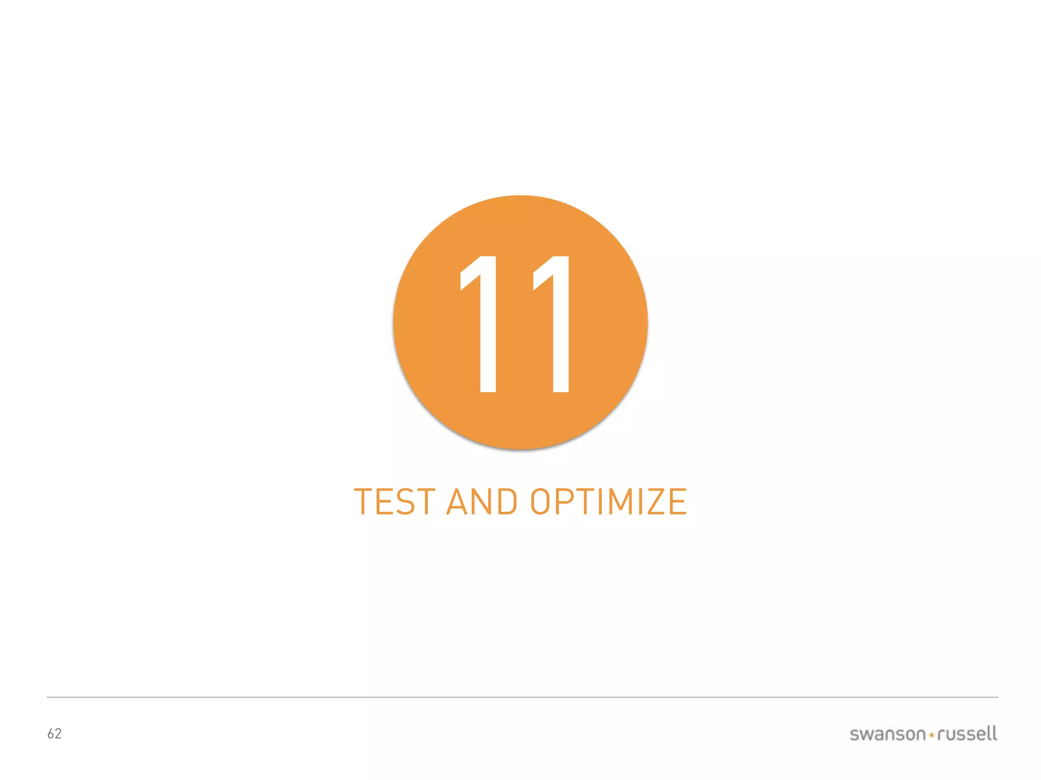 62 
11 
TEST AND OPTIMIZE 
 