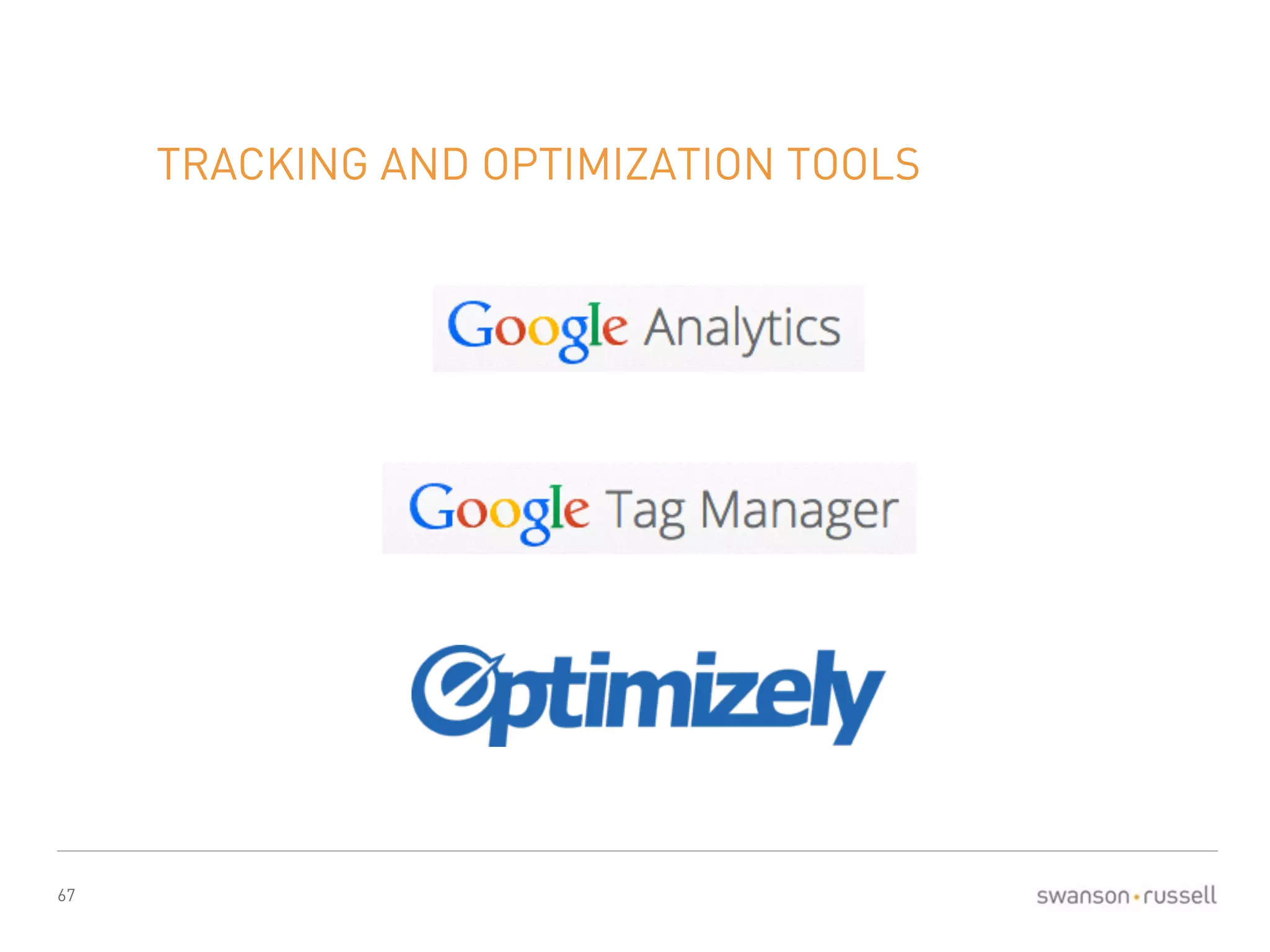 67 
TRACKING AND OPTIMIZATION TOOLS 
 