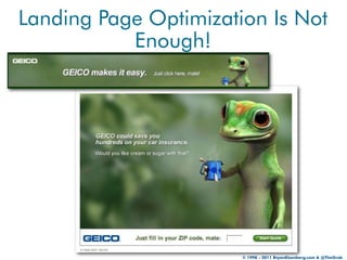 Landing Page Optimization Is Not
           Enough!




                       © 1998 - 2011 BryanEisenberg.com & @TheGrok
 