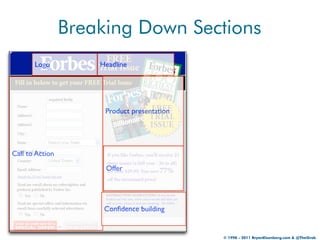 Breaking Down Sections
       Logo          Headline




                      Product presentation




Call to Action
   ...