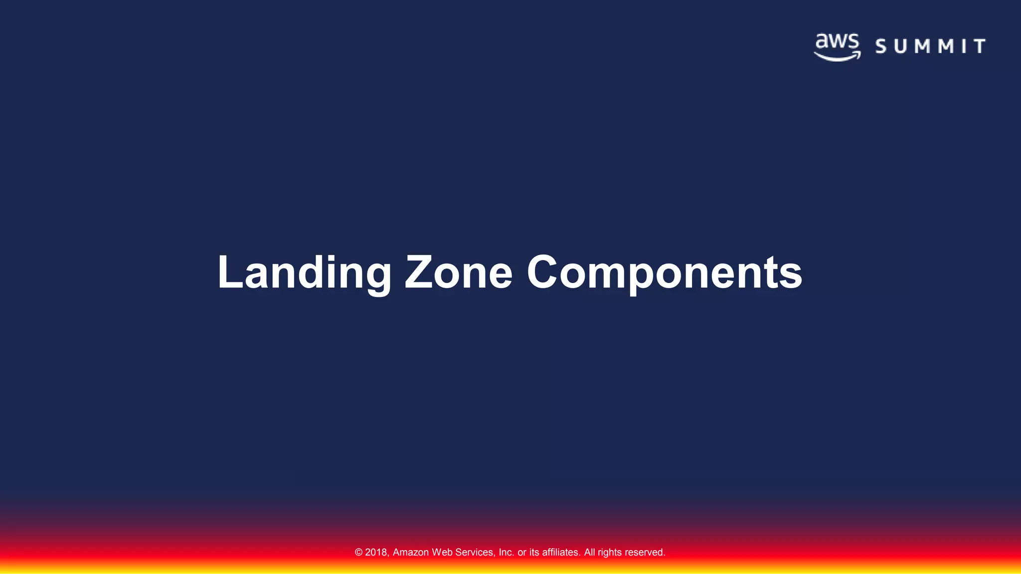 © 2018, Amazon Web Services, Inc. or its affiliates. All rights reserved.
Landing Zone Components
 